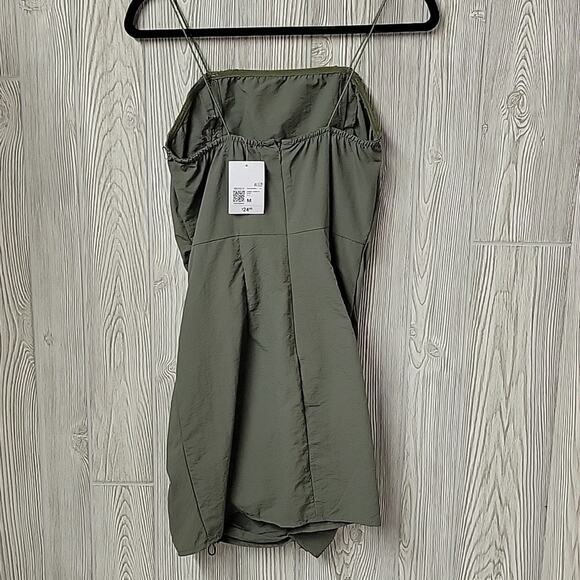 Forever 21 Ruched Toggle Drawstring Green Mini Dress Womens Size Medium NWT - Picture 4 of 12